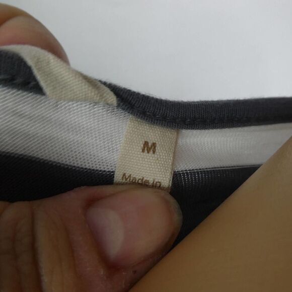 Soft Surroundings Striped Tie Sleeve Tunic Blouse Grey White Gray Medium - Picture 8 of 12